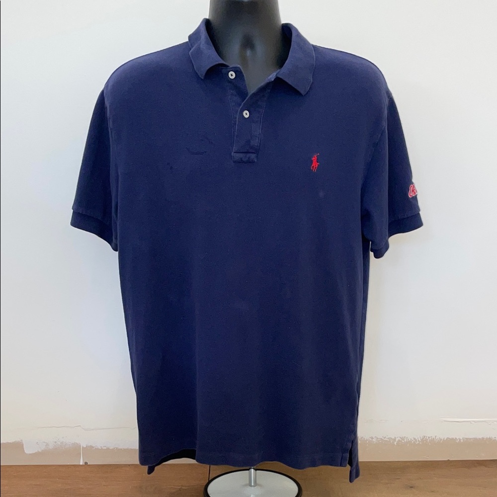 Polo by Ralph Lauren Men's Mesh Ole Miss Dark Blue Polo Shirt L